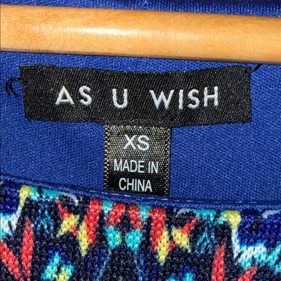 •AS U WISH•NWOT MULTI-COLORED BOHEMIAN 3/4 SLEEVE RUFFLE HEM DRESS SIZE XS - Picture 7 of 10